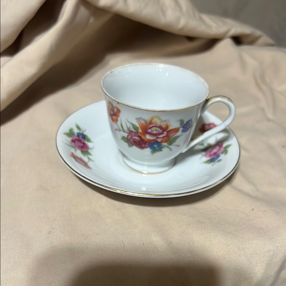 Floral Teacup and Saucer Set